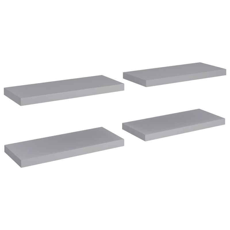 Schwebende Wandregale 4 Stk. Grau 60x23,5x3,8cm MDF