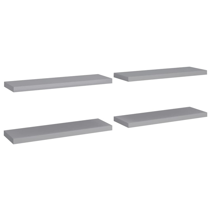 Schweberegale 4 Stk. Grau 80x23,5x3,8 cm MDF