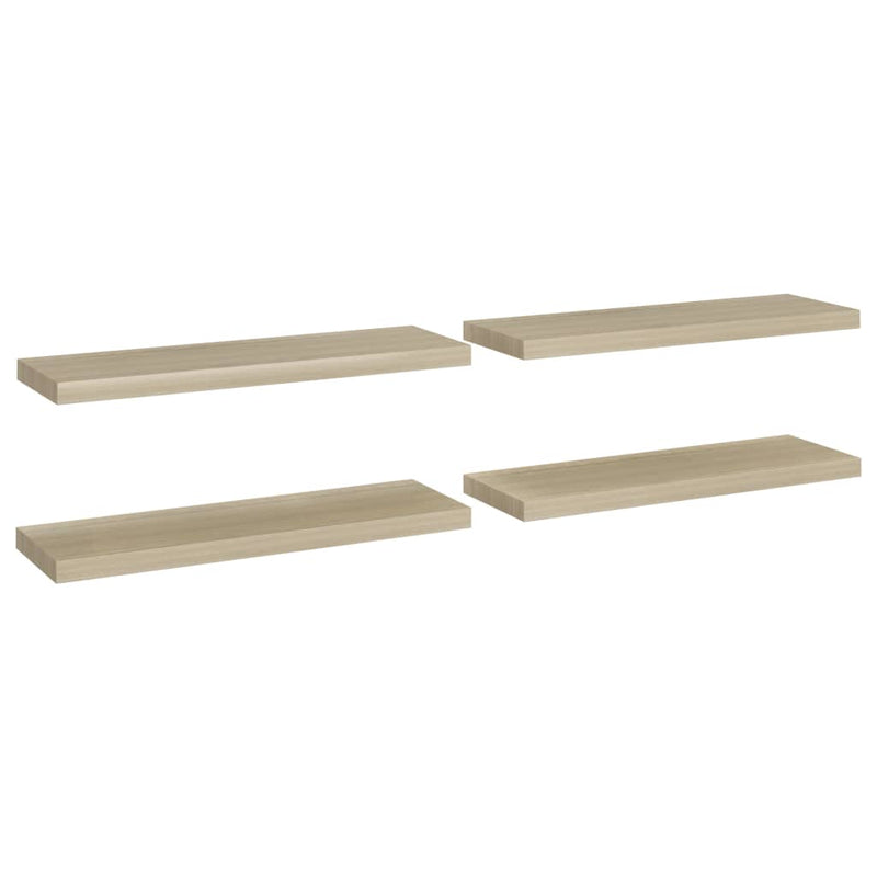 Schweberegale 4 Stk. Eiche-Optik 80x23,5x3,8 cm MDF