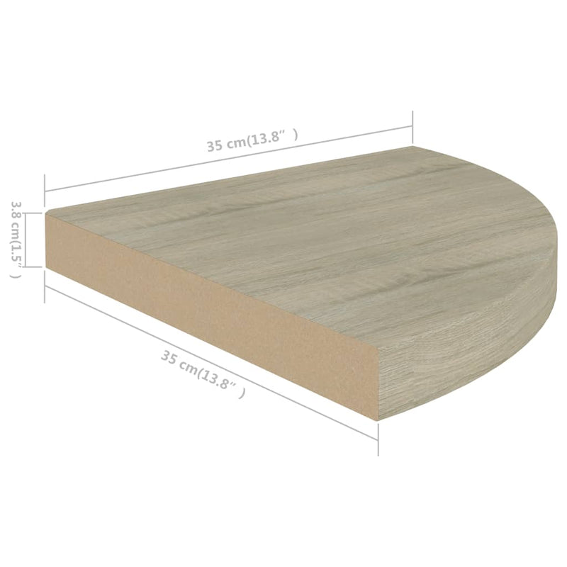 Eck-Schweberegale 2 Stk. Eichefarben 35x35x3,8 cm MDF