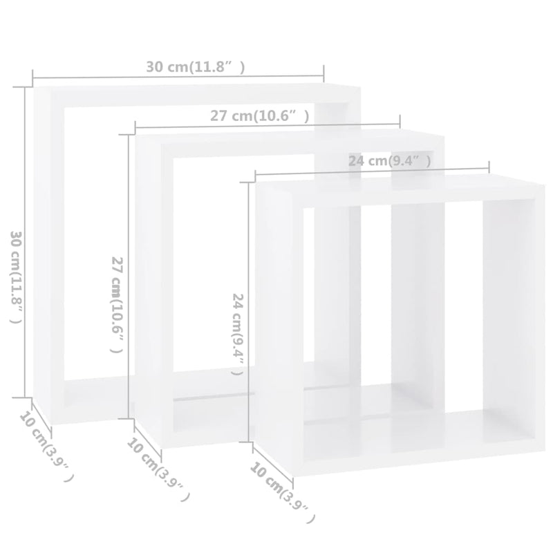 Würfelregale 3 Stk. Weiß MDF