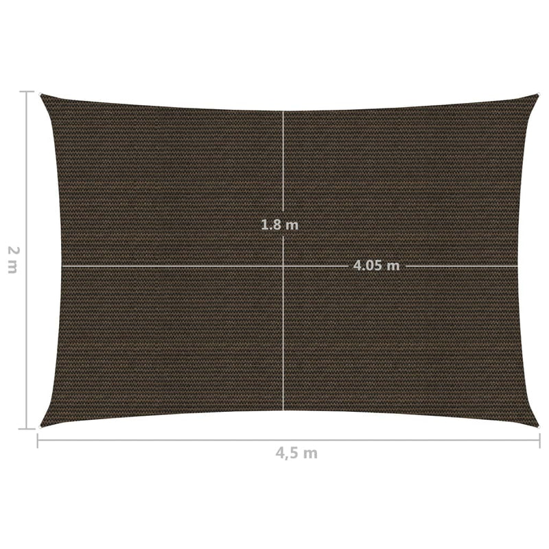 Sonnensegel 160 g/m² Braun 2x4,5 m HDPE