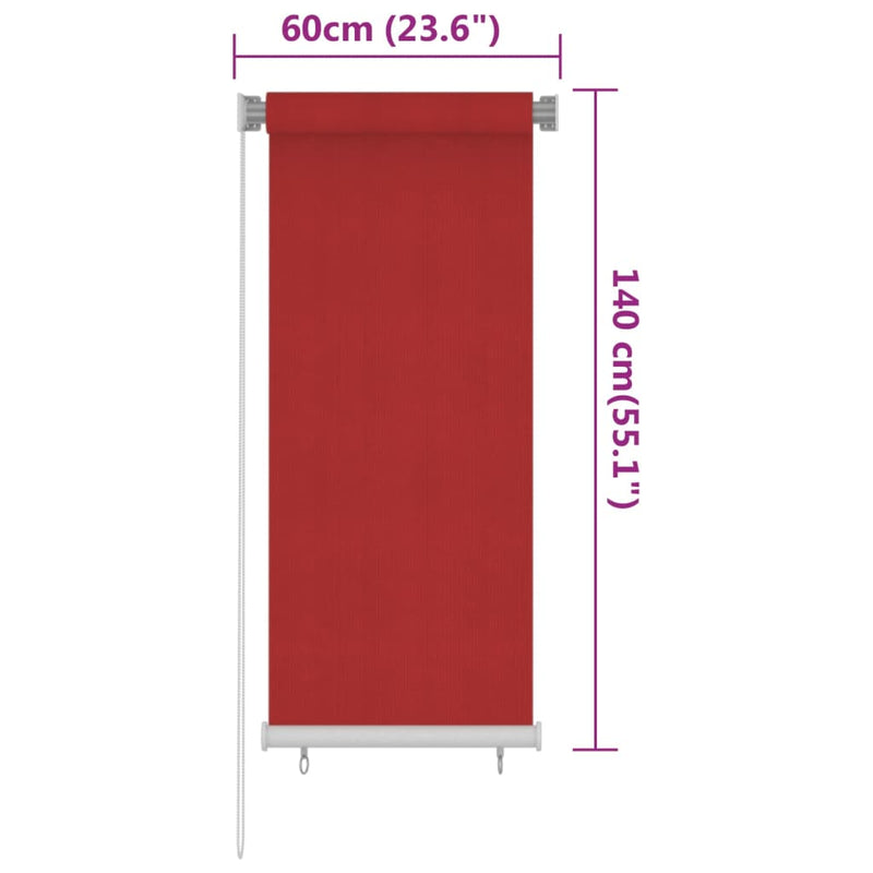 Außenrollo 60x140 cm Rot HDPE