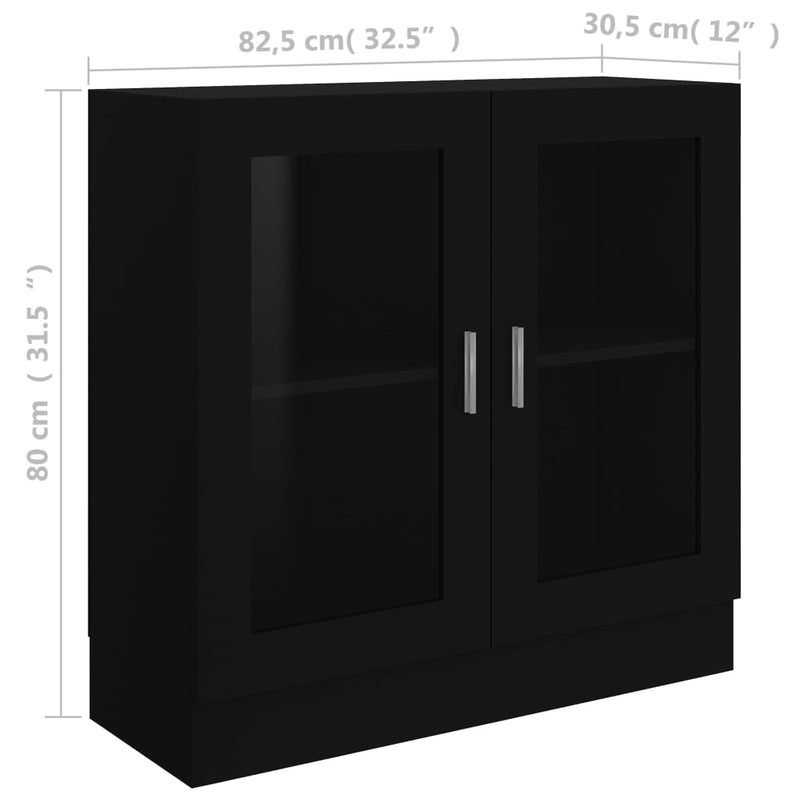 Vitrinenschrank Schwarz 82,5x30,5x80 cm Holzwerkstoff