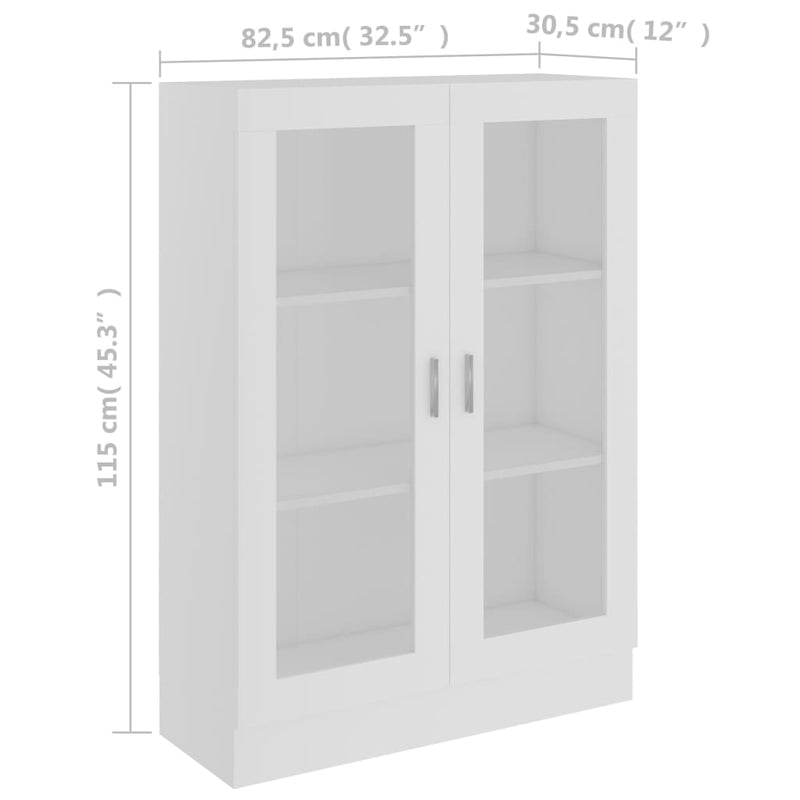 Vitrinenschrank Weiß 82,5x30,5x115 cm Holzwerkstoff