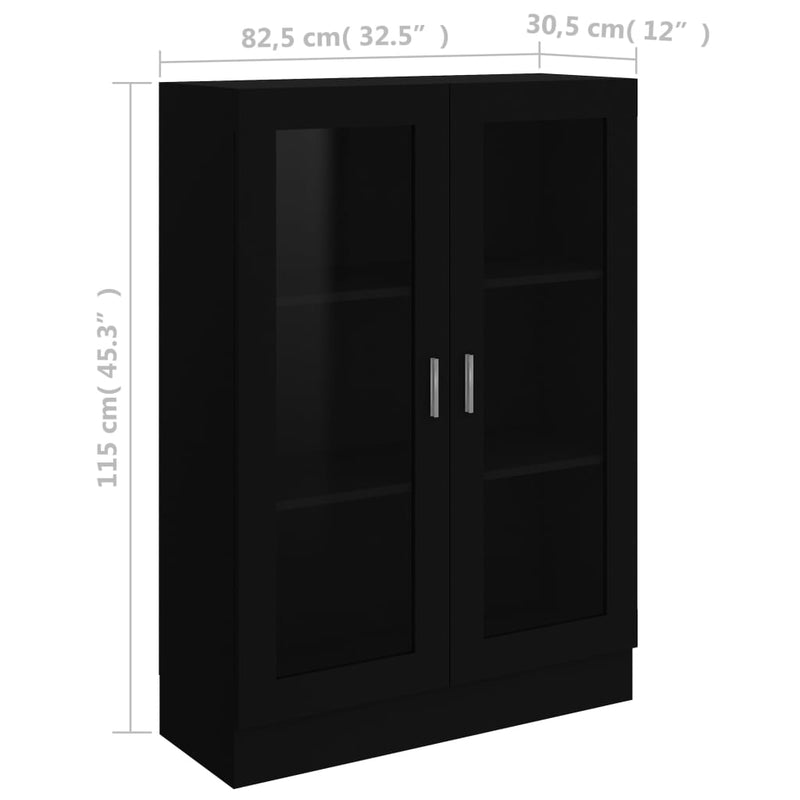 Vitrinenschrank Schwarz 82,5x30,5x115 cm Holzwerkstoff