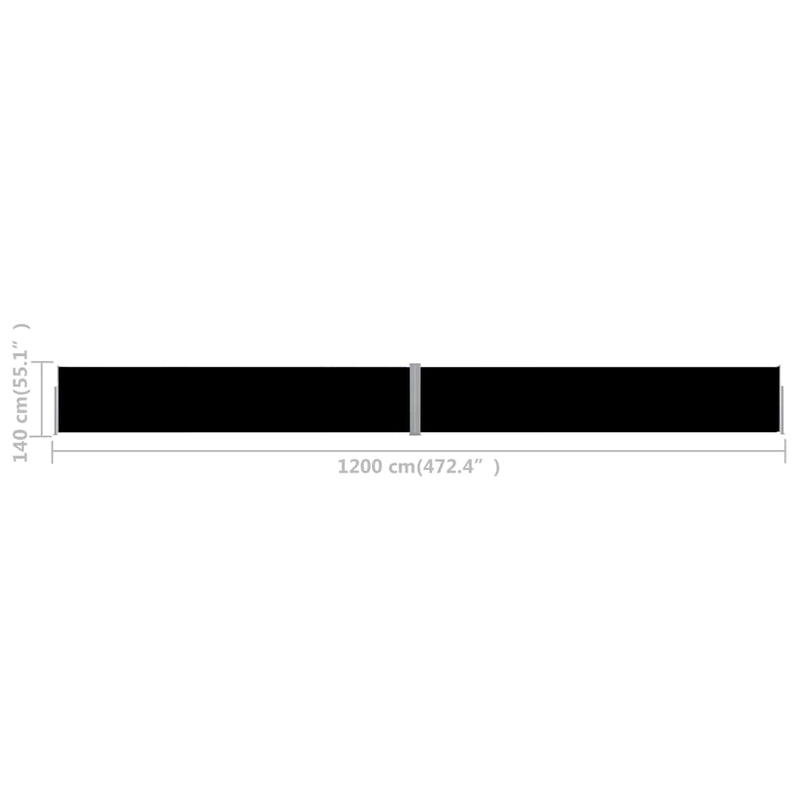 Ausziehbare Seitenmarkise 140x1200 cm Schwarz