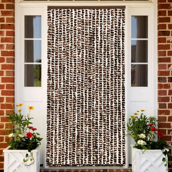 Insektenschutz-Vorhang Braun und Weiß 90x220 cm Chenille