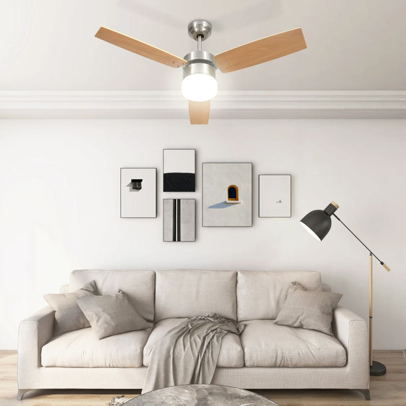 Deckenventilator mit Licht und Fernbedienung 108 cm Hellbraun