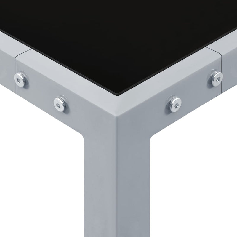 Gartentisch 130x130x72 cm Grau Stahl und Glas