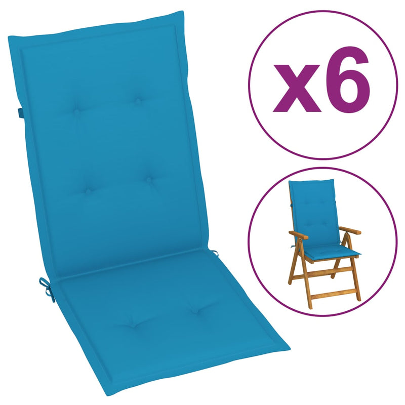 Gartenstuhlauflagen 6 Stk. Blau 120x50x3 cm
