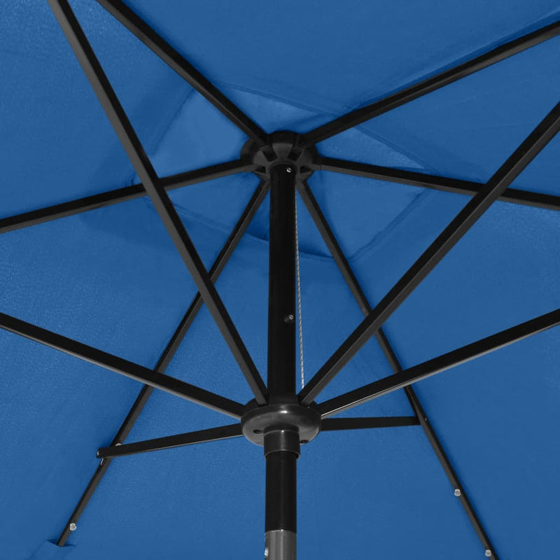 Sonnenschirm mit LEDs und Stahl-Mast Azurblau 2x3 m