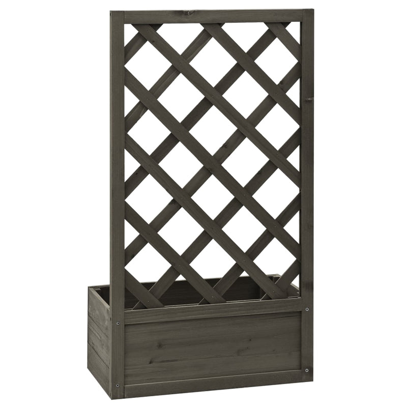 Garten-Spalier mit Blumenkasten Grau 50x25x90 cm Tannenholz