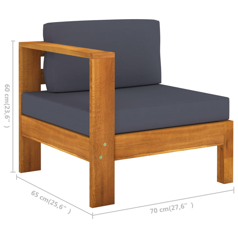 5-tlg. Garten-Lounge-Set mit Dunkelgrauen Auflagen Akazienholz