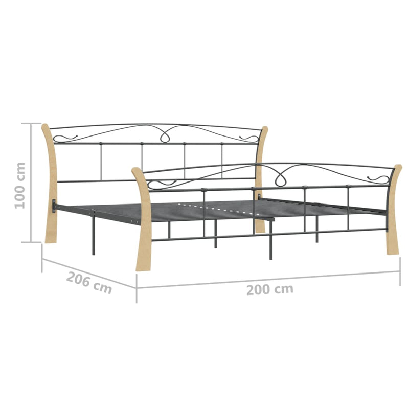 Bett Schwarz Metall 200x200 cm