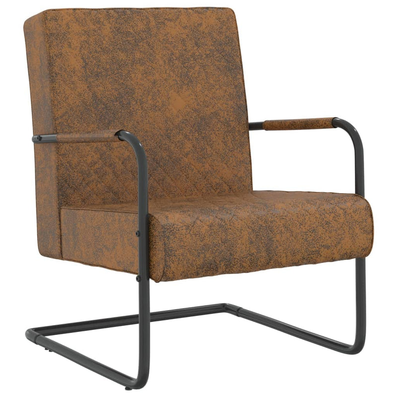 325734 vidaXL Cantilever Chair Brown Fabric