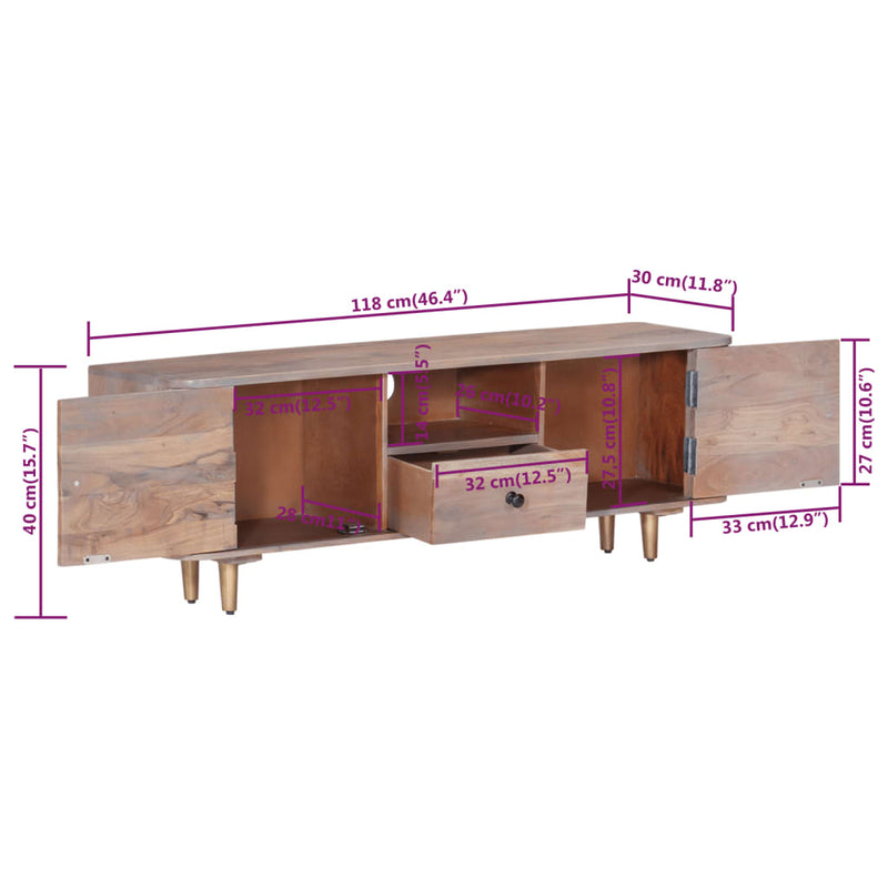 TV-Schrank 118x30x40 cm Akazie Massivholz