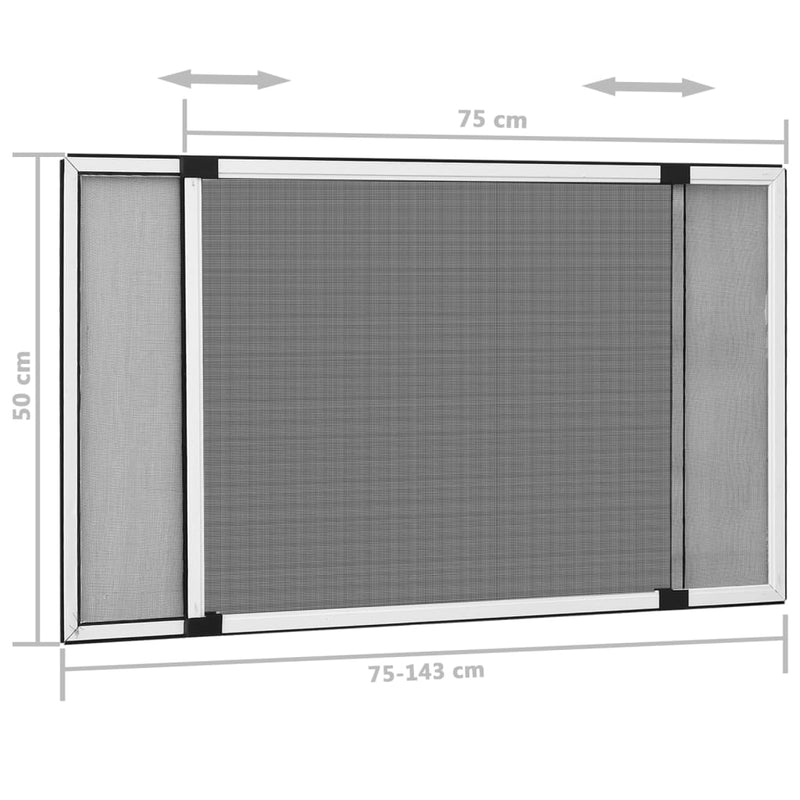 Ausziehbarer Insektenschutz für Fenster Weiß (75-143)x50 cm