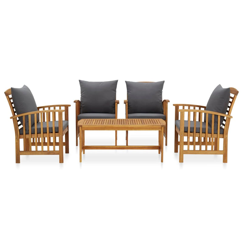 5-tlg. Garten-Lounge-Set mit Auflagen Massivholz Akazie