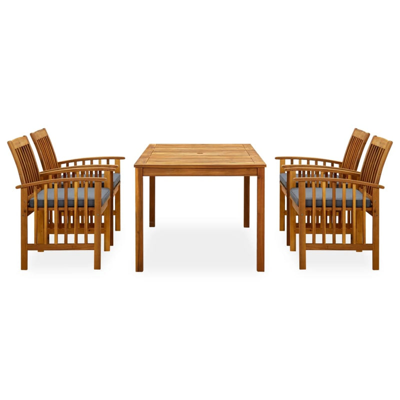 3058088 vidaXL 5 Piece Garden Dining Set with Cushions Solid Acacia Wood (45962+2x312130)