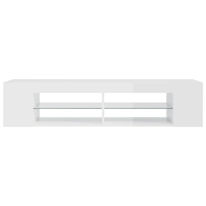 TV-Schrank mit LED-Leuchten Hochglanz-Weiß 135x39x30 cm