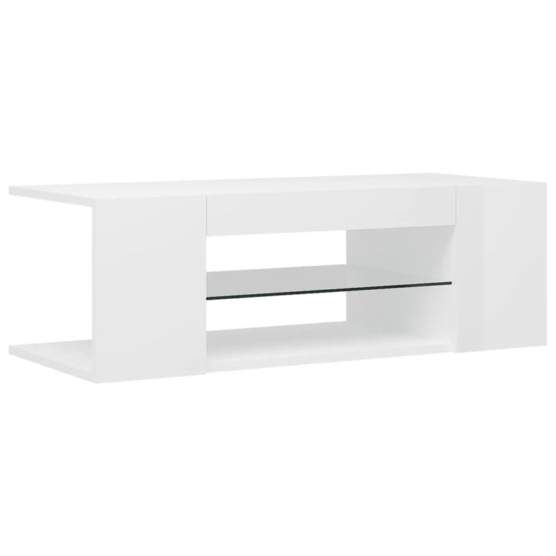 TV-Schrank mit LED-Leuchten Hochglanz-Weiß 90x39x30 cm