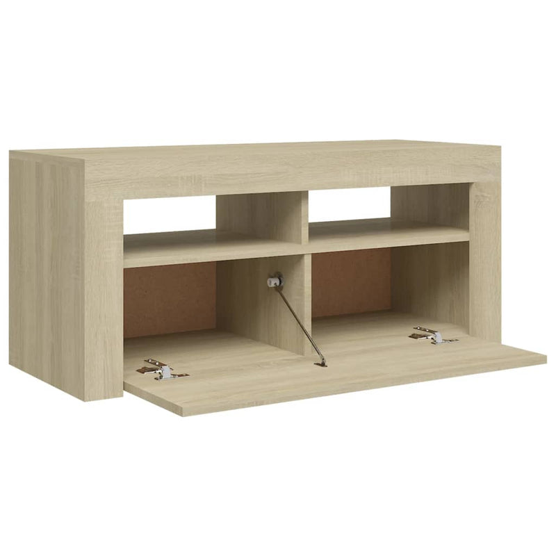 TV-Schrank mit LED-Leuchten Sonoma-Eiche 90x35x40 cm