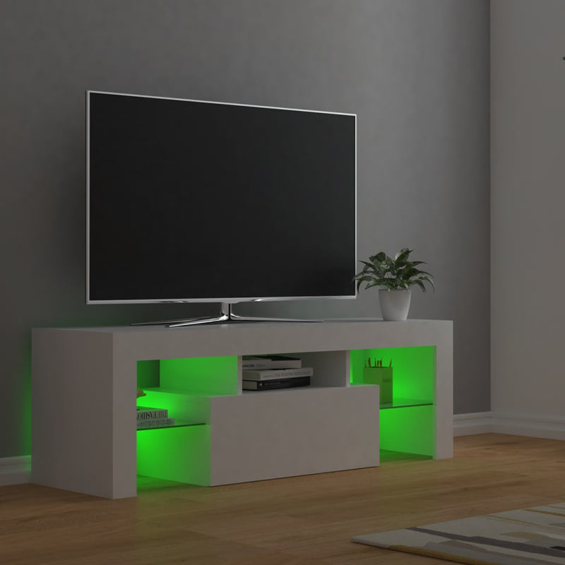 TV-Schrank mit LED-Leuchten Weiß 120x35x40 cm