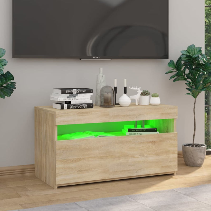 TV-Schrank mit LED-Leuchten Sonoma-Eiche 75x35x40 cm