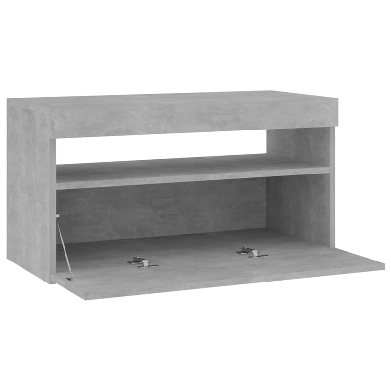 TV-Schrank mit LED-Leuchten Betongrau 75x35x40 cm