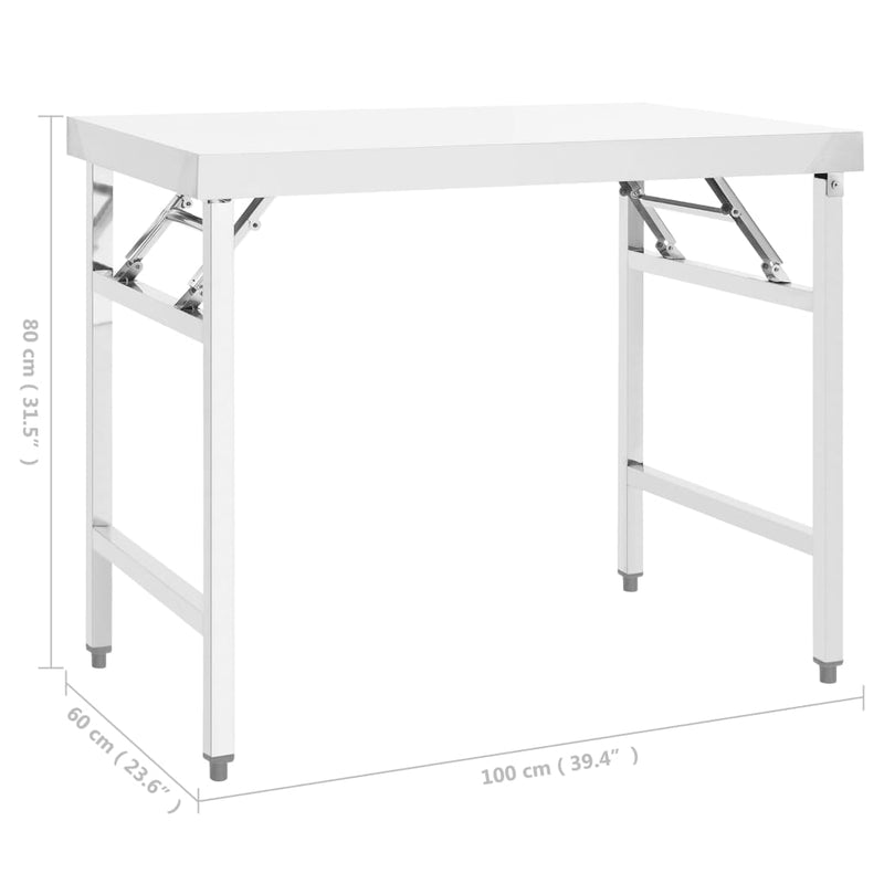 Küchen-Arbeitstisch Klappbar 100x60x80 cm Edelstahl