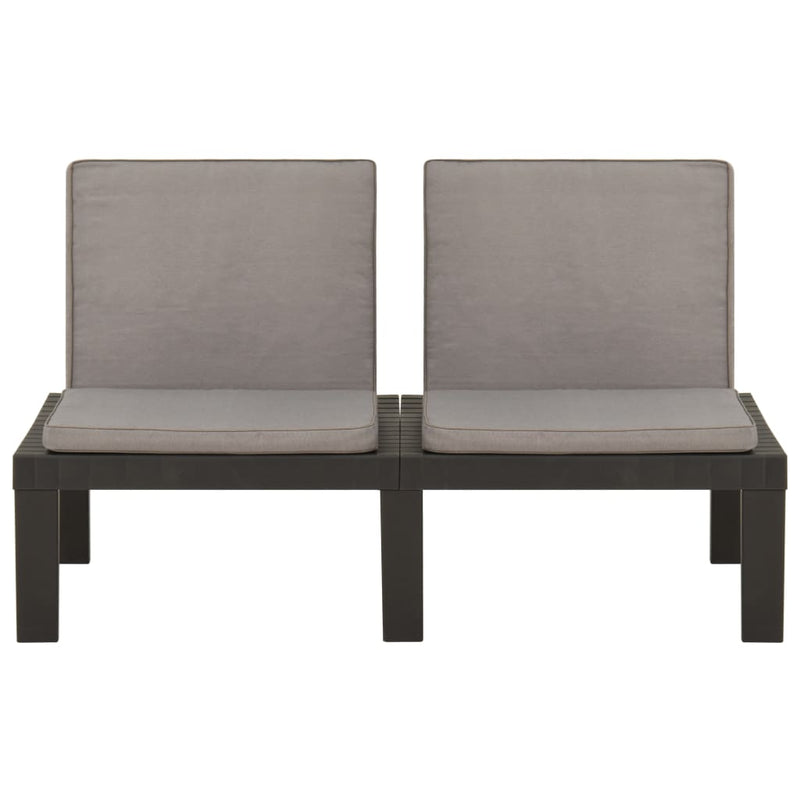 4-tlg. Garten-Lounge-Set mit Kissen Kunststoff Grau