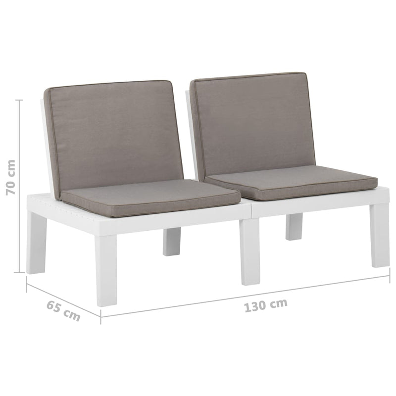 4-tlg. Garten-Lounge-Set mit Auflagen Kunststoff Weiß