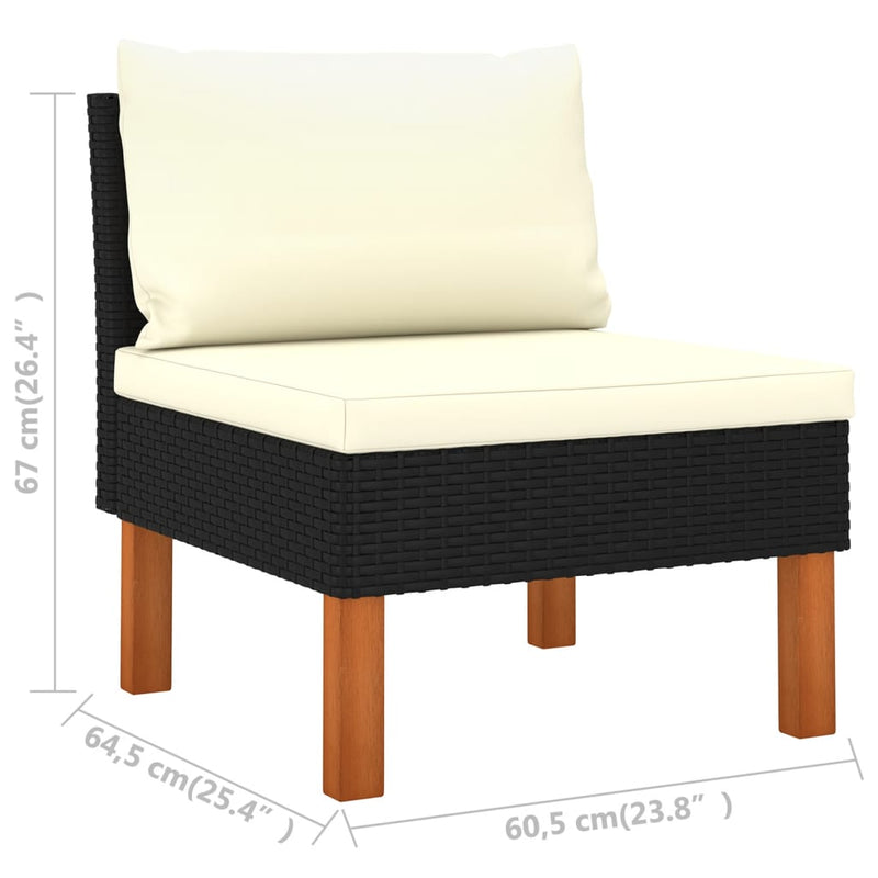 9-tlg. Garten-Lounge-Set mit Kissen Poly Rattan Schwarz