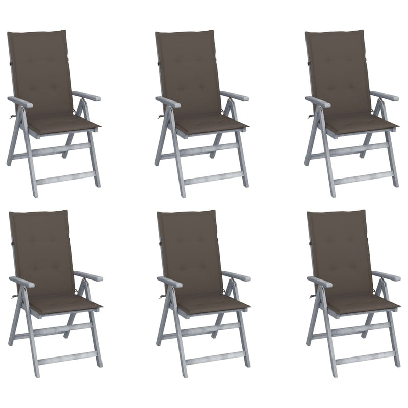 Verstellbare Gartenstühle 6 Stk. mit Auflagen Massivholz Akazie