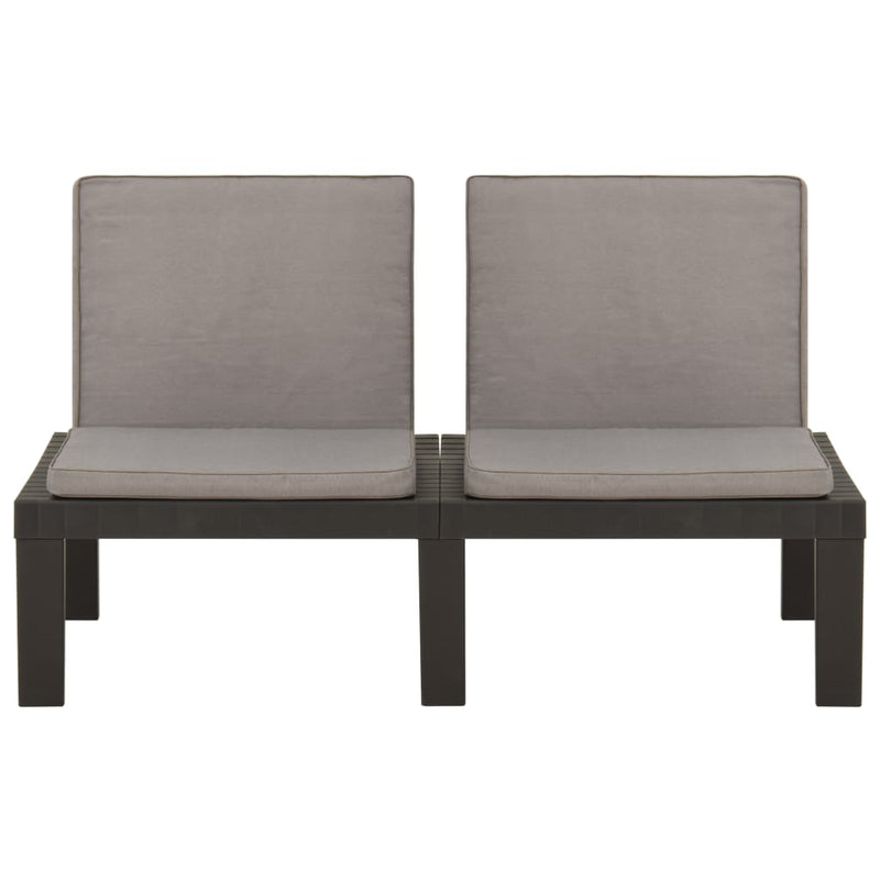 2-tlg. Garten-Lounge-Set mit Auflagen Kunststoff Grau