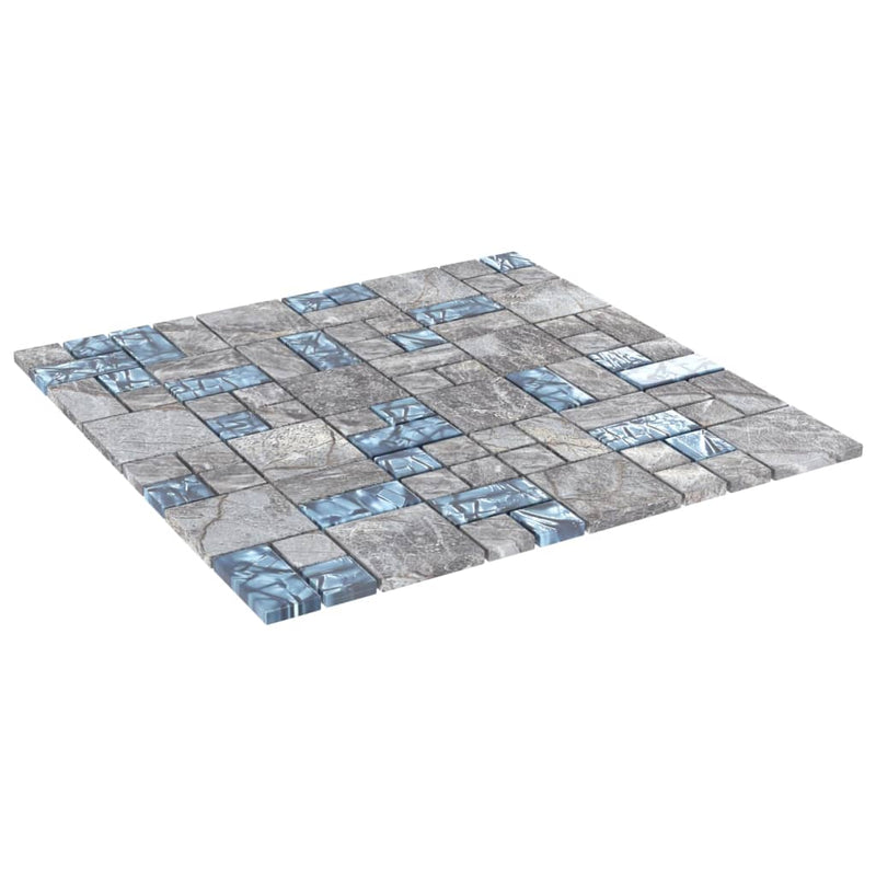 Mosaikfliesen 22 Stk. Grau Blau 30x30 cm Glas