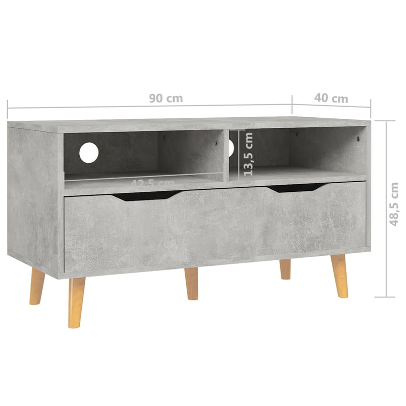 TV-Schrank Betongrau 90x40x48,5 cm Holzwerkstoff