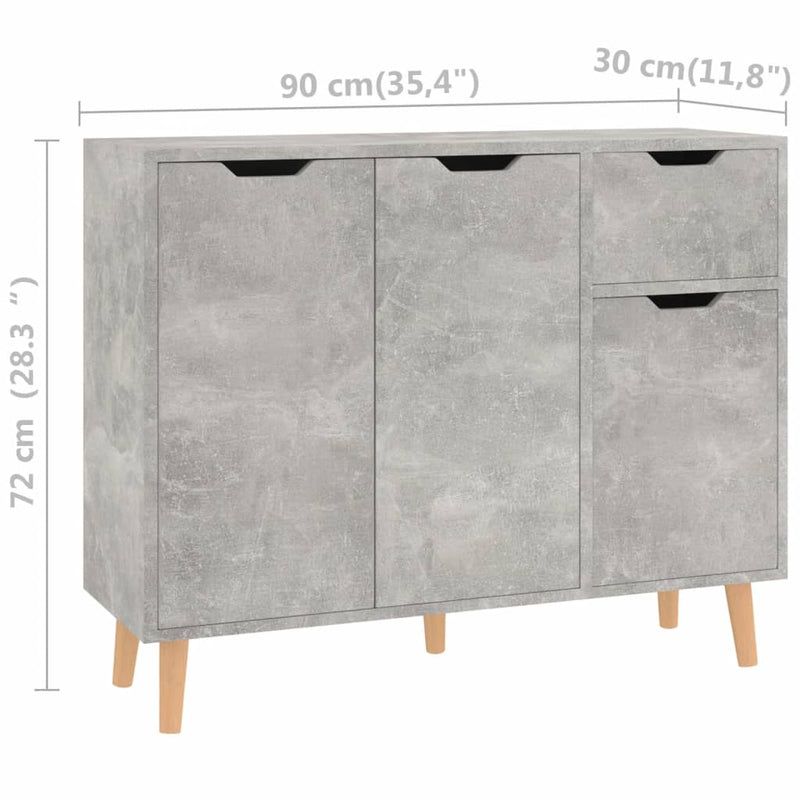 Sideboard Betongrau 90x30x72 cm Holzwerkstoff