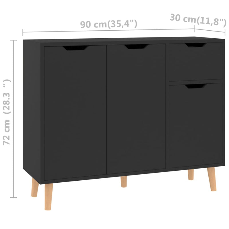 Sideboard Hochglanz-Schwarz 90x30x72 cm Holzwerkstoff