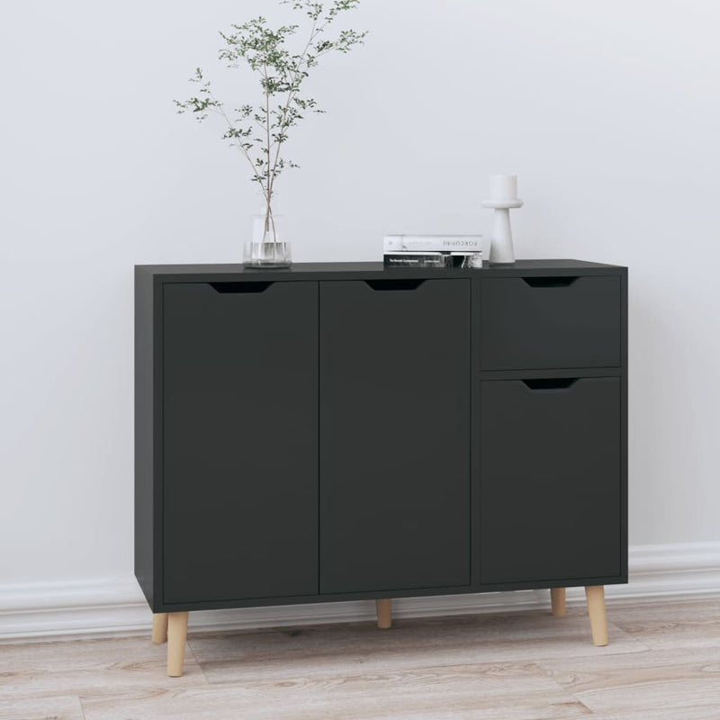 Sideboard Hochglanz-Schwarz 90x30x72 cm Holzwerkstoff