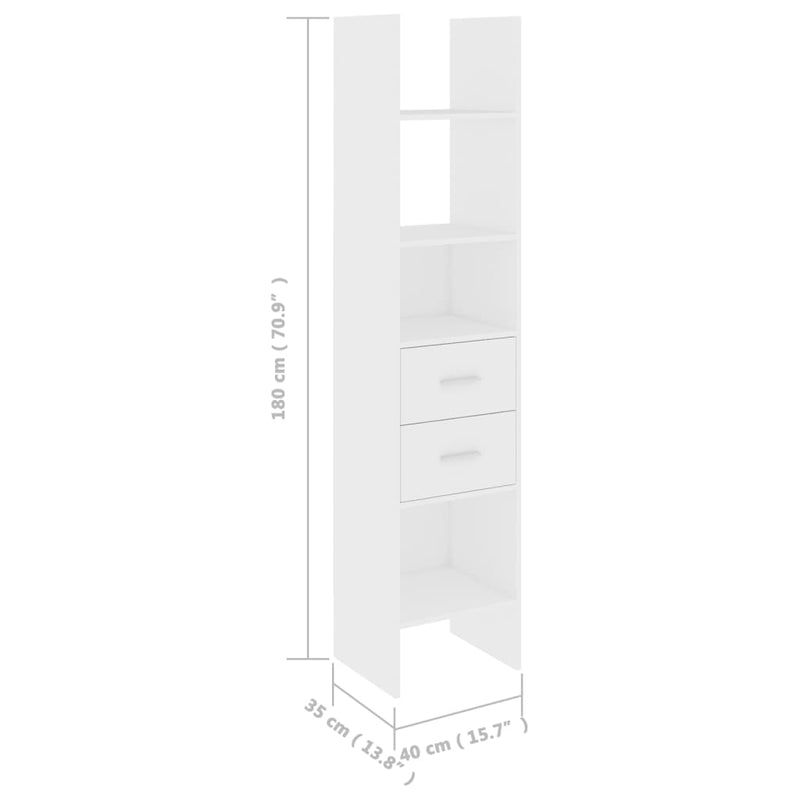 Bücherregal Weiß 40x35x180 cm Holzwerkstoff