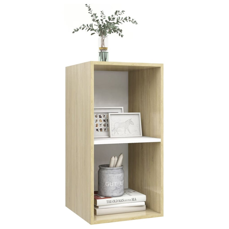 TV-Wandschrank Sonoma-Eiche und Weiß 37x37x72 cm Spanplatte