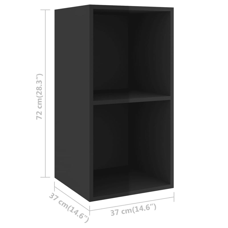 TV-Wandschrank Hochglanz-Schwarz 37x37x72 cm Holzwerkstoff