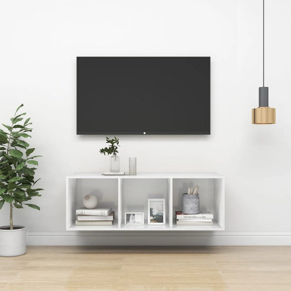 TV-Wandschrank Hochglanz-Weiß 37x37x107 cm Holzwerkstoff