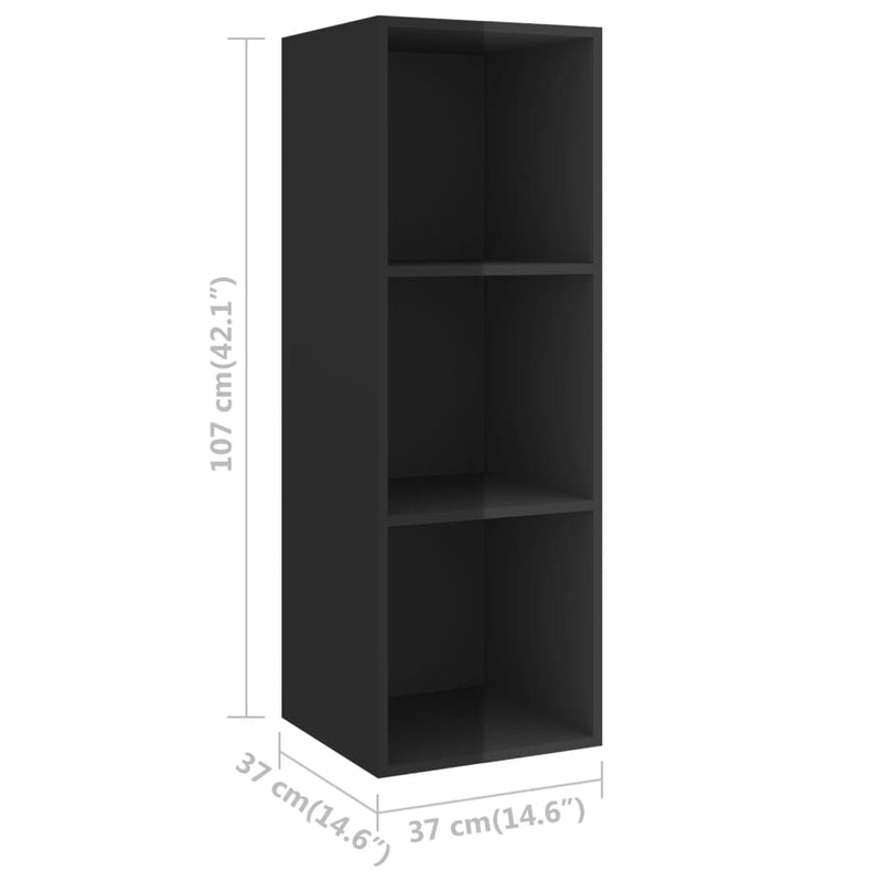 TV-Wandschrank Hochglanz-Schwarz 37x37x107 cm Holzwerkstoff