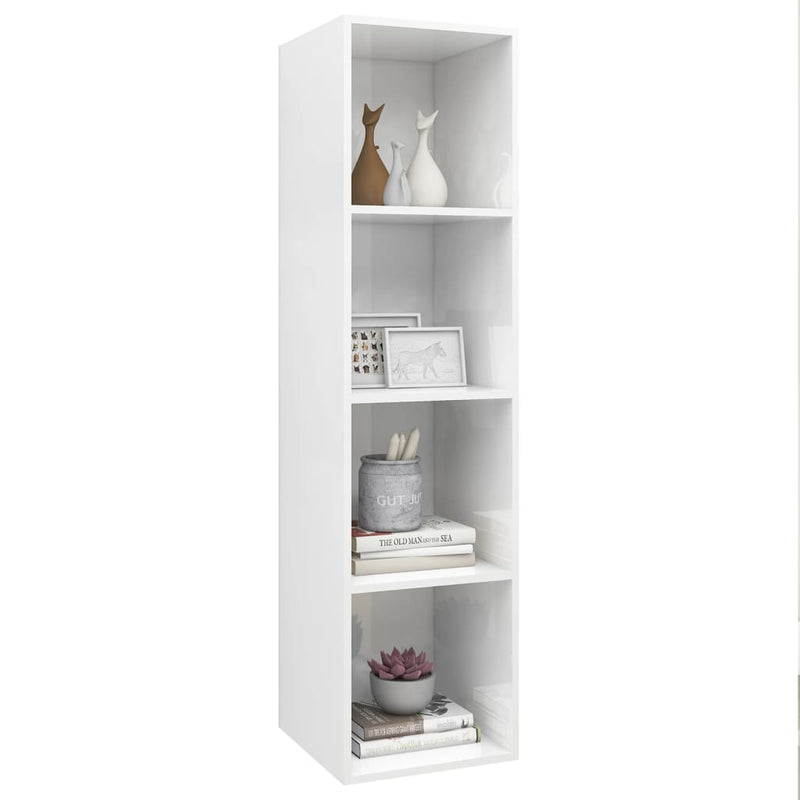 TV-Wandschrank Hochglanz-Weiß 37x37x142,5 cm Holzwerkstoff