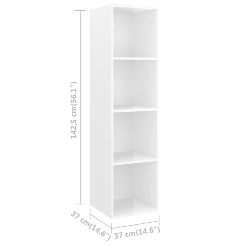 TV-Wandschrank Hochglanz-Weiß 37x37x142,5 cm Holzwerkstoff