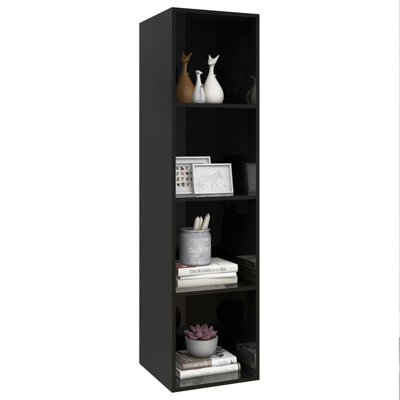 TV-Wandschrank Hochglanz-Schwarz 37x37x142,5 cm Holzwerkstoff