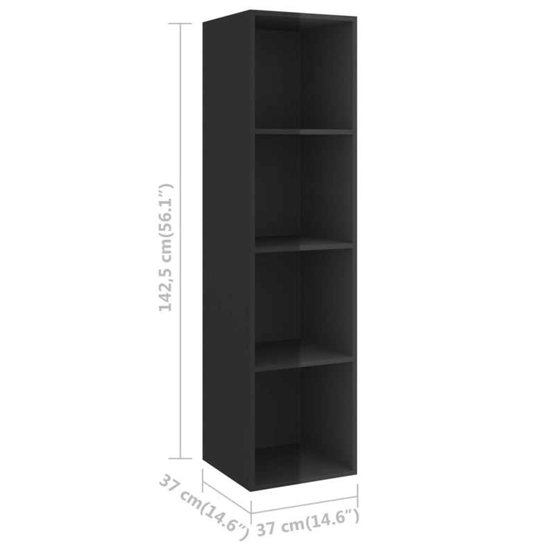 TV-Wandschrank Hochglanz-Schwarz 37x37x142,5 cm Holzwerkstoff